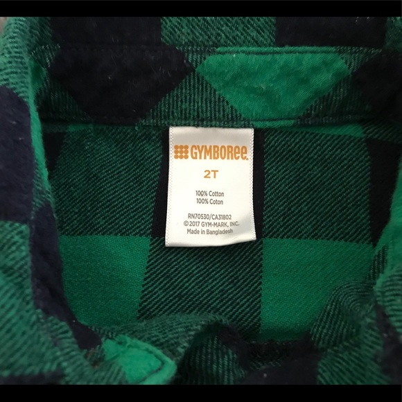 Gymboree Flannel Green & Navy Plaid Shirt & Hat - Picture 4 of 8
